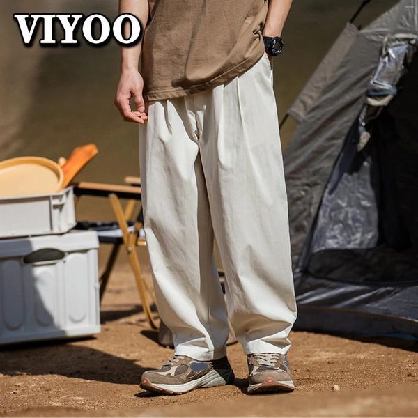 Pantalon pour hommes surdimensionné Y2K Vêtements blancs Baggy Ligne large Cargo Summer Vêtements Straitement Hip Hop pour hommes Japon Streetwear