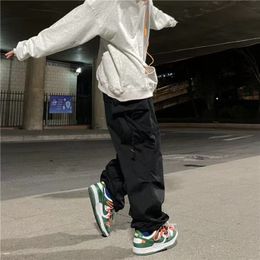 Herenbroek parachute stijl hiphop straat overalls oversized pocket broek Harajuku losse vaste kleur casual y2k pootged 230331