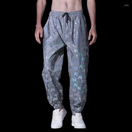 Herenbroek Parklees Mens Fluorescerende Butterfly zweetbroek 2023 Brand Reflecterende losse casual broek Hip Hop Dance Fashion Pantalones