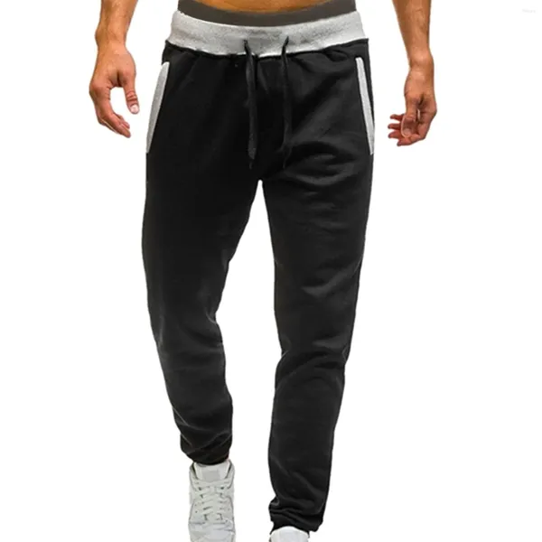 Pantalon homme Patchwork pantalons de survêtement Joggers coupe ajustée bas taille moyenne solide décontracté Jogging sport poches élastiques pantalons