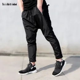 Pantalones para hombres personalizados verano hombres flaco delgado longitud pantalones casual masculino hiphop para hombre harem pies negro novelt calle