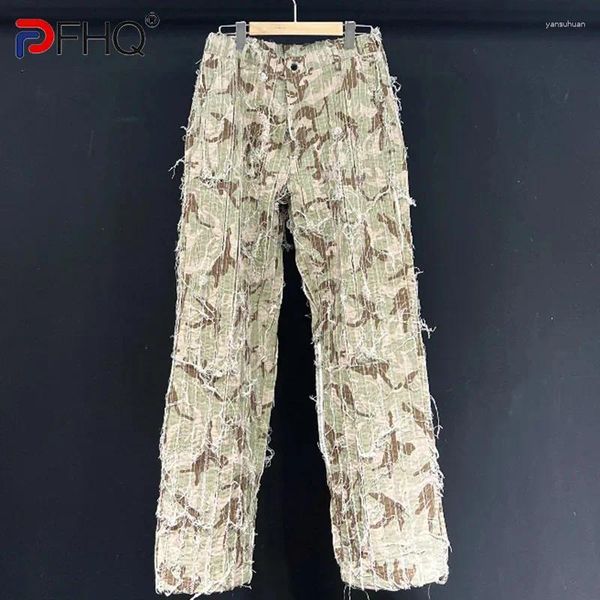 Pantalones para hombres PFHQ Camuflaje Creatividad Marea Camping al aire libre Suelto Alta Calidad Personalidad Desgastado Otoño Ins Pantalones 21Z2232