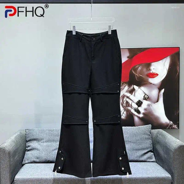 Pantalon masculin pfhq high street coréen côté glissières flareflaries tendance tendance robe couleur masculine masculine été 21z4349
