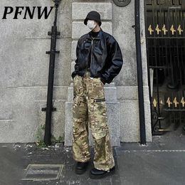 Pantalon pour hommes PFNW American Vintage Beau Style High Street Dark Zipper Camouflage Casual Marée Chic Mode Salopette 12P1466
