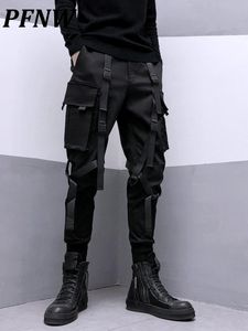 Pantalons pour hommes PFNW Darkwear Safari Style Ribbon Spliced Cargo Pants Vêtements de rue pour hommes Taille élastique Ultra Thin Tactical Technical Suit 12A1634 230410