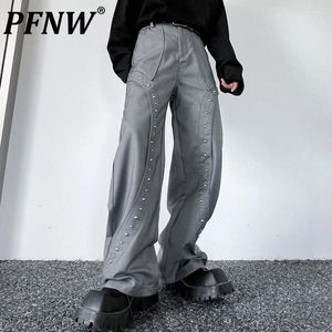 Pantalon masculin PFNW Metal Rivet épissé de technologie décontractée Wear Deconstruction masculine pantalon droit High Street Autumn Chic 28W1286