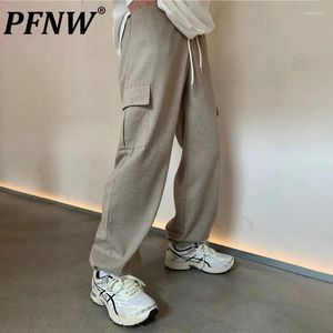 Pantalon homme PFNW Plaid poche Cargo cordon Vintage Safari Style mâle salopette pantalon droit 2024 printemps Chic 28W2962