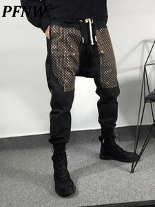 Pantalon pour hommes PFNW Paillettes Couture Hip Hop Style Streetwear Taille élastique Pantalon ample Homme 12a1593 Z0225