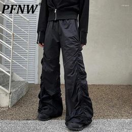 Pantalon masculin pfnw pantalon personnalité élastique plissée de niche de conception baggy occasionnelle tendance mâle streetwear plissé mâle 9c3481