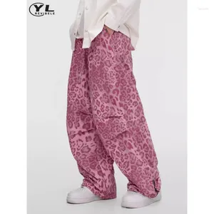 Pantalon pour hommes pantalons léopard pantalons de survêtement des hommes femmes américaines hip-hop parachute rétro rue Retro Street décontractée pantalon cargo 2024