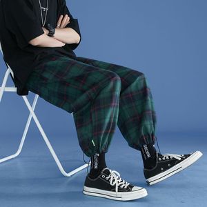 Pantalon à carreaux pour hommes, Streetwear ample et confortable, jogging coréen décontracté, assorti à tout, tendance, en flanelle, large, 2022