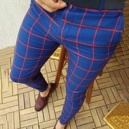 Pantalones para hombre Traje de fiesta con estampado a cuadros Pantalones para hombre Ropa informal Y2k Pies elásticos con bolsillos Gimnasio Trabajo Pantalones Calle