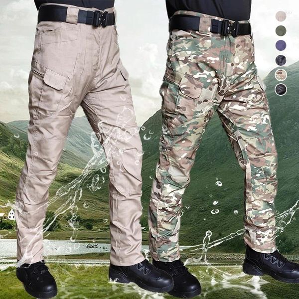 Pantalon à carreaux pour hommes, imperméable, mode tactique, salopette de Camouflage urbain, extensible, séchage rapide, résistant à l'usure, multi-poches