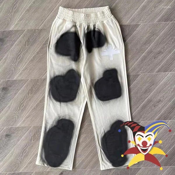 Pantalones para hombres Plash tinta graffiti vértabrae sumarno hombres mujeres 1: 1 jogger jogger terry pantalones