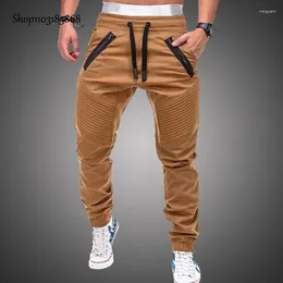 Pantalon masculin crayon plissé masculin de style safari pantalon de survêtement masculin poche à zipper quatre saisons pantalon tactique m-4xl ptx-8812