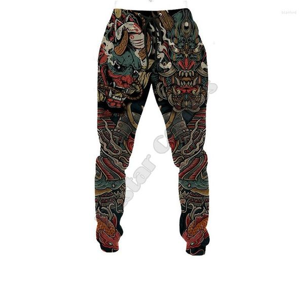 Pantalones de hombre PLstar Cosmos Oni Mask Tattoo Hombres para mujeres Novedad 3D All Over Printed Joggers Harajuku Full Hip Hop Sweatpants