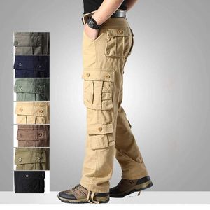 Pantalon masculin plus taille 44 printemps / été masculin pantalon de cargaison de coton masculin multi-poche.