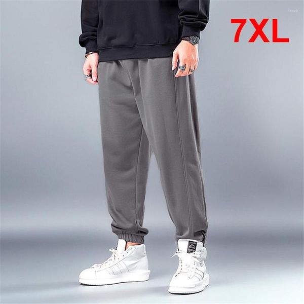 Pantalons pour hommes grande taille 6XL 7XL pantalons de survêtement hommes couleur unie Joggers mode pantalon décontracté taille élastique Stretch gris bleu noir