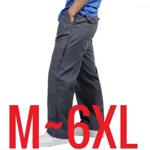 Herenbroek plus size zwart werk 4xl zomer mannen vracht baggy broek over het algemeen 5xl 6xl leger groene mannelijke zijde ritssluiting