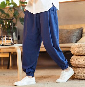 Herenbroek plus maat katoenen linnen harem heren jogger 2023 mannelijke casual autunm wijd been m- 6xl 7xl broek zwart wit rood