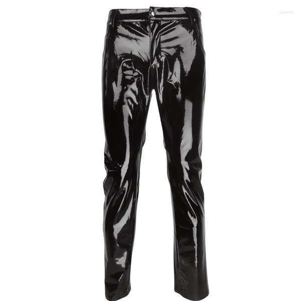 Pantalones de hombre de talla grande, lencería Sexy a la moda para hombre, mallas ajustadas de cuero de PVC de patente brillante para ropa de discoteca 2022