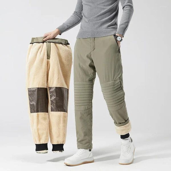 Pantalons pour hommes grande taille graphène hommes polaire doublé neige randonnée hiver imperméable décontracté vêtements de travail pantalon thermique mâle