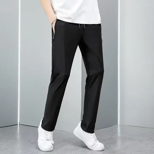 Pantalon pour hommes avec poches droites et amples, cordon de serrage avec poches élastiques à la taille, pantalon de survêtement respirant, longueur cheville, pour un usage quotidien