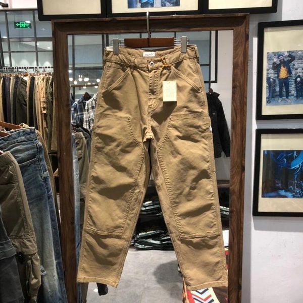 Pantalones De Hombre Bolsillos De Algodón Pesado Hombres Retro Americano Casual Chicos Duros Al Aire Libre Monos Masculinos Ropa De Trabajo Recta Pantalones Cargo