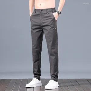 Pantalon masculin pantalon gris foncé pantalon décontracté droit coton coton lâche pour social et usure