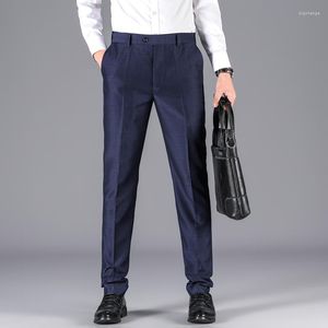 Pantalones de hombre Premium sin hierro, ajuste clásico, cintura expandible, pantalón plisado en la parte delantera, traje de celosía de moda, pantalones de negocios 2023 151