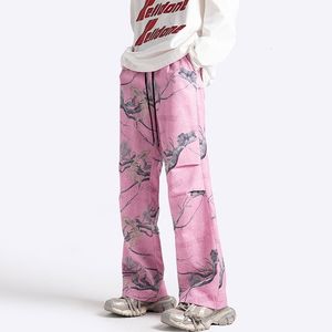Pantalon masculin imprime les pantalones décontractées minces slim pantalon droit y2k esthétique haruku club de mode large pantalon 230831