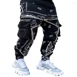 Herenbroek bedrukte cashewbloem Casual sport Harun losse high street multi pocket tas overalls broek voor mannen outfit