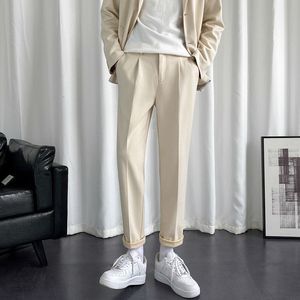 Herenbroeken Privathinker wollen broek Mens Herfst Koreaanse stijl Straight-Leg losse mannelijke casual broek Solid color Modemerk Kleding 230228