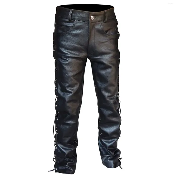 Pantalones para hombres PU Cuero Masculino Largo Vintage Estilo Goth Slim Invierno Otoño PUnk SteamPUnk Casual Pirata Ropa