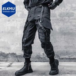 Herenbroek Punk Cargo Pants Mens Multi Functional Pocket Panel Ninja Pants Streetwear Jogger Mens Black Hip Hop Sports TrouserL2405