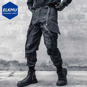 Pantalon masculin punk cargo pantalon masque à panneau de poche multi-fonctionnal ninja pantalon streetwear jogger masque noir hip hop sport troussersl2405