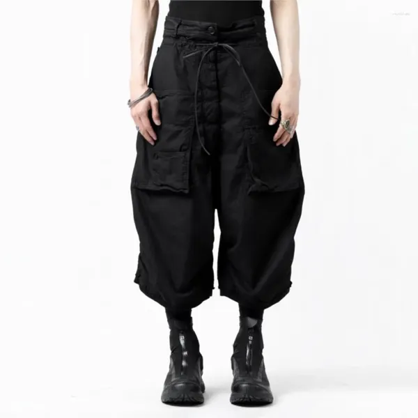 Pantalon masculin punk sombres nombres plus lâches technologiques noires multi-poches samuraies cuites été hommes et femmes