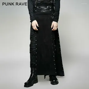 Pantalon pour hommes punk rave gothique gothique noire jupe masculine steampunk qualité mâle de type lâche décontracté divisé