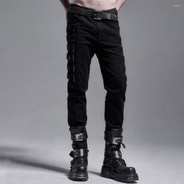 Pantalons pour hommes Punkrave Hommes Punk Casual Long Quotidien Tissé Élastique Slim Fit Coton Cool Crayon Pantalon