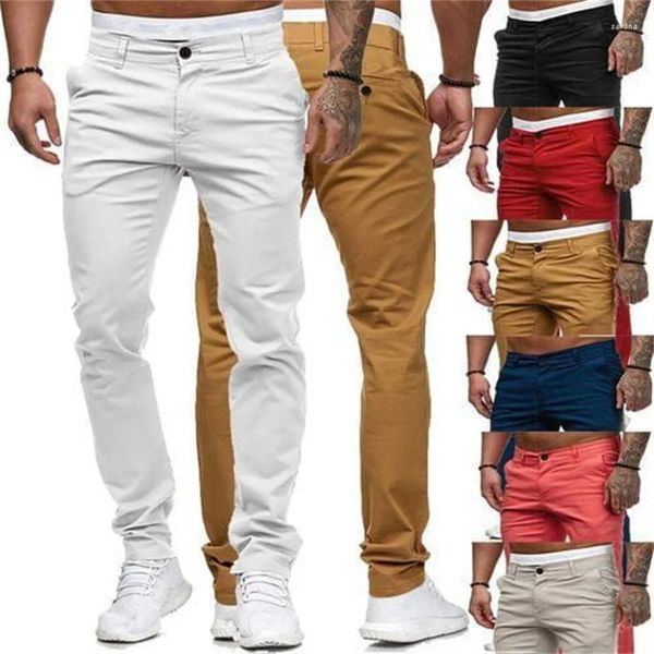 Pantalones para hombres Pantalones casuales de color puro Slim Fit para hombres Estilo de ropa de carga Pantalón largo y versátil 2023