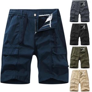 Pantalones para hombres Cargo de algodón puro Pantalones cortos de verano Color sólido Capris grandes Cremallera al aire libre para hombres Medias Regalo Grande