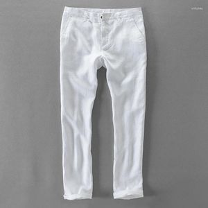 Pantalon masculin qualité pur lin décontracté hommes marque des pantalons longs mode commercial pour
