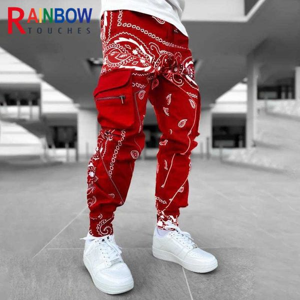 Pantalones de hombre Rainbowtouches Cargo 2022 nuevos pantalones de chándal para hombre bolsillo con cremallera hombres Bandana patrón tela pantalones para correr Y2302