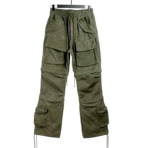 Pantalons pour hommes Readymade lave le tissu militaire utilisé, l'outillage de fonction tactique multi-poches, les pantalons, les pantalons intermédiaires et les shorts détachables
