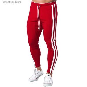 Pantalons pour hommes Pantalons décontractés rouges hommes coton Slim Joggers pantalons de survêtement automne pantalons d'entraînement mâle Gym Fitness bas course sport survêtement T240227