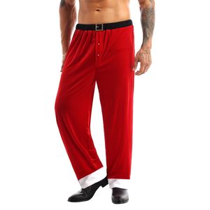 Pantalon homme rouge noël pantalon ample père noël Costume doux velours Long Cosplay vêtements déguisement noël 230131