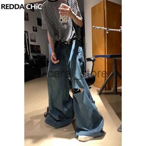 Pantalons pour hommes REDDACHiC Hommes Ripped Hole Wide Leg Combinaison Y2k Vintage Bleu Lâche Casual 90s Rétro Skater Oversize Bib Pantalon Denim Salopette J231208