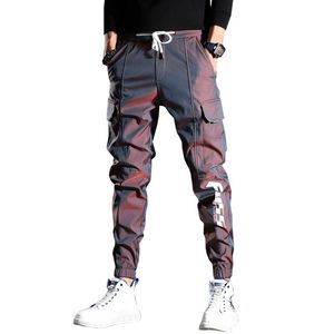 Pantalones para hombres Pantalones cargo reflectantes Hombres Joggers guapos Ropa de calle informal Cordón Hip Hop Ropa para hombres Pantalones para correr Pantalones Hombres 230418