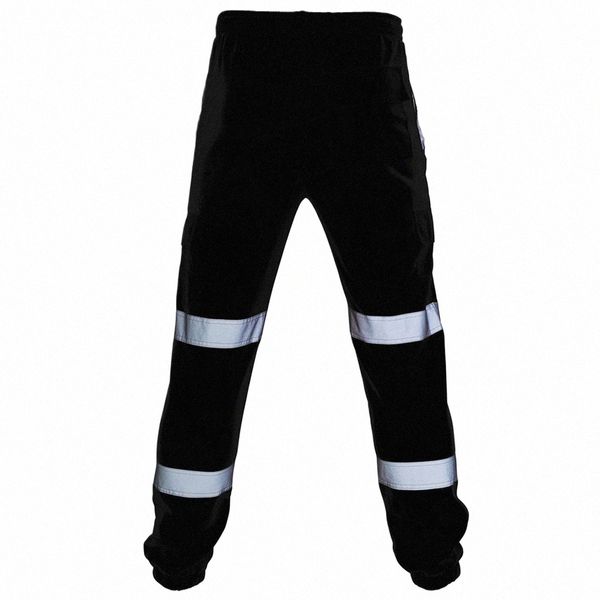 pantalon pour hommes pantalon de pantalon décontracté réfléchissant à rayures uniformes uniformes de travail haute visibilité pantalon de sécurité bottoms f9tq #