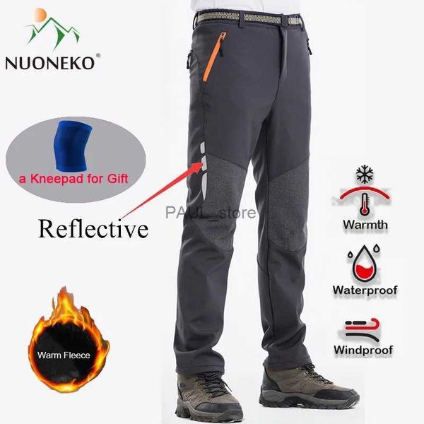 Pantalones para hombre Pantalones reflectantes para senderismo de invierno para hombre, pantalones cálidos de lana Softshell para acampar, deportes al aire libre, senderismo, esquí, pantalones impermeables L231211